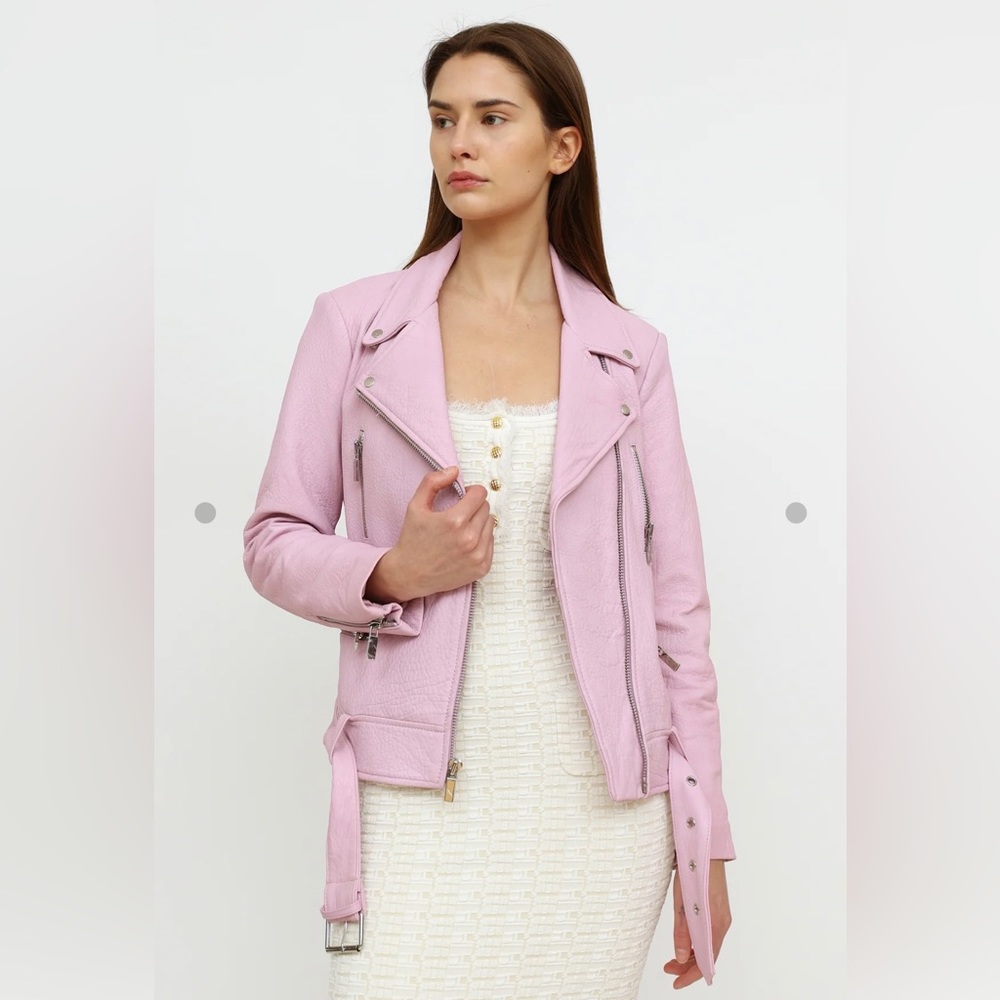 Elizabeth and James pink leather jacket